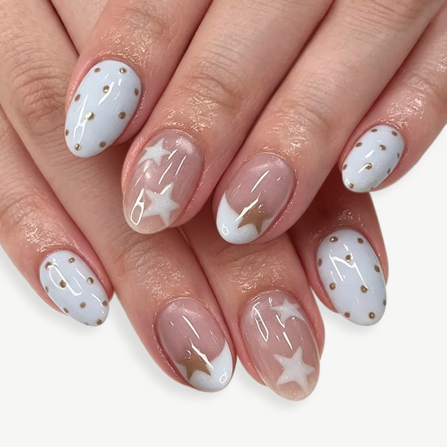 Nail Art Fake - 24Pcs Pentagram Press on Fake Nails