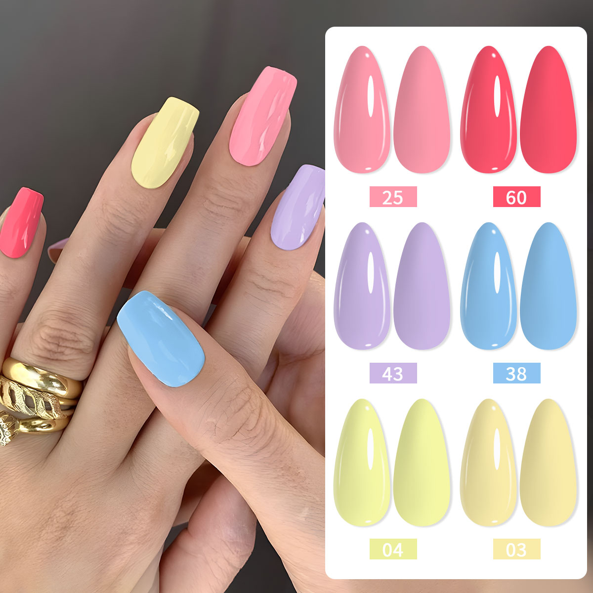 Nail Art Yellow - 6-piece nail polish set, available in