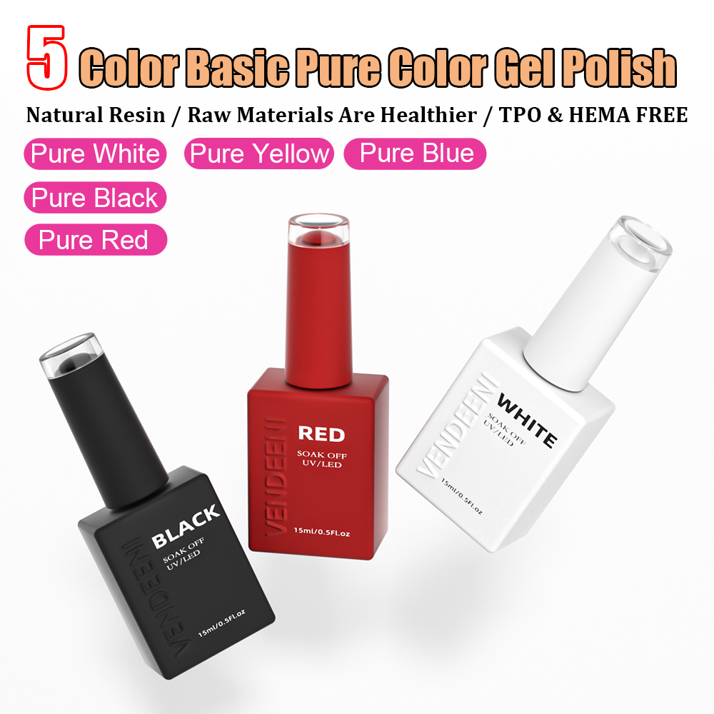 Nail Art Yellow - Vendeeni 5 Colors Basic Pure Color