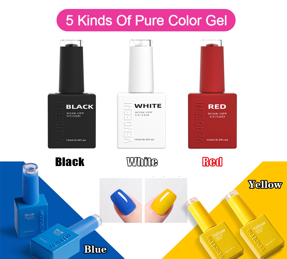 Nail Art Yellow - Vendeeni 15ml Black White Red Yellow