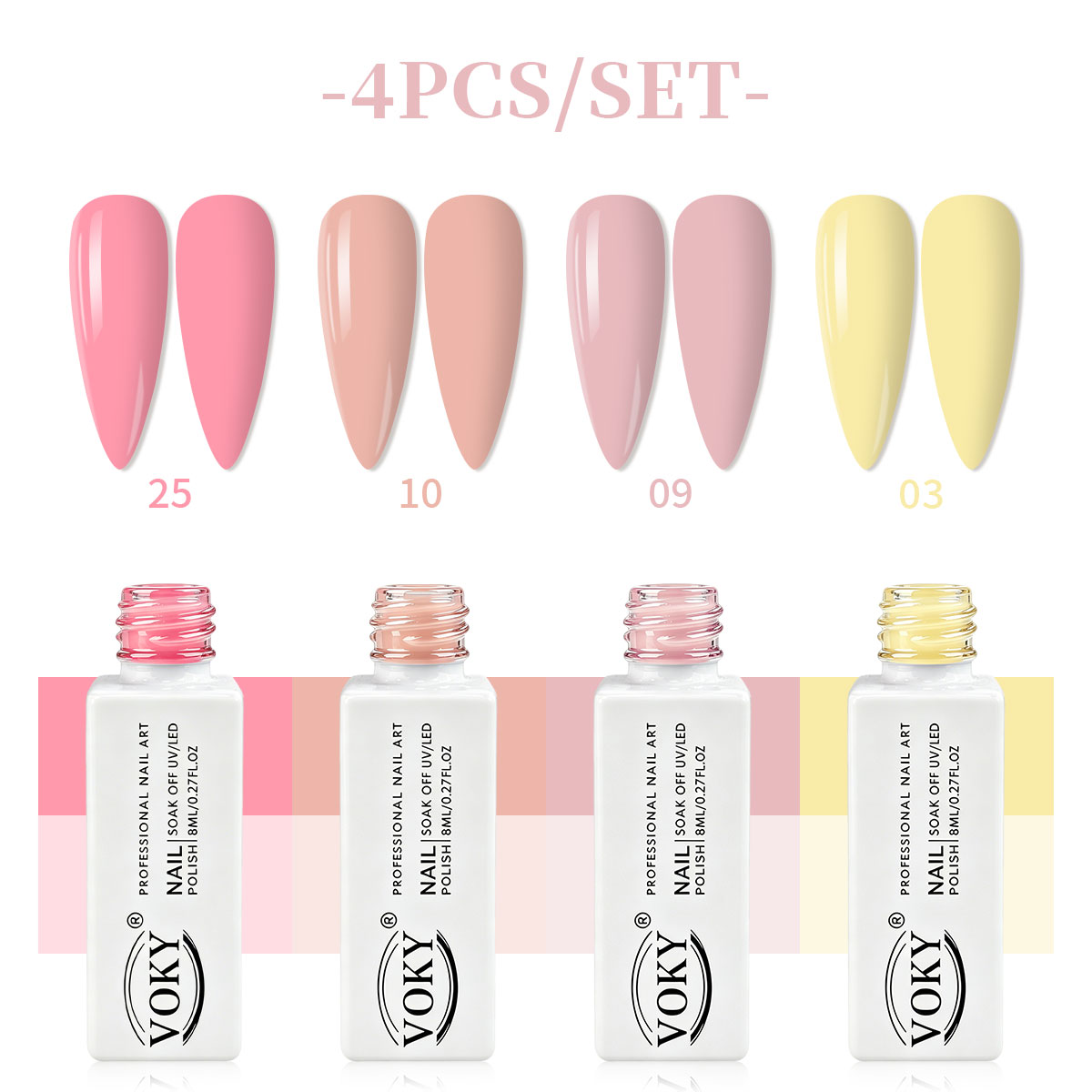 Nail Art Yellow - VOKY four-piece nude pink cream yellow