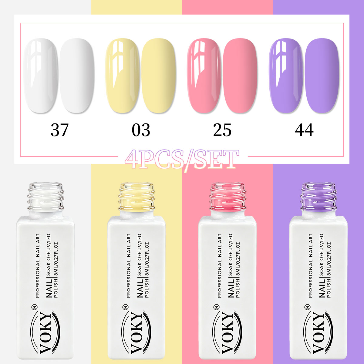 Nail Art Yellow - VOKY 4-piece macaron elegant solid color