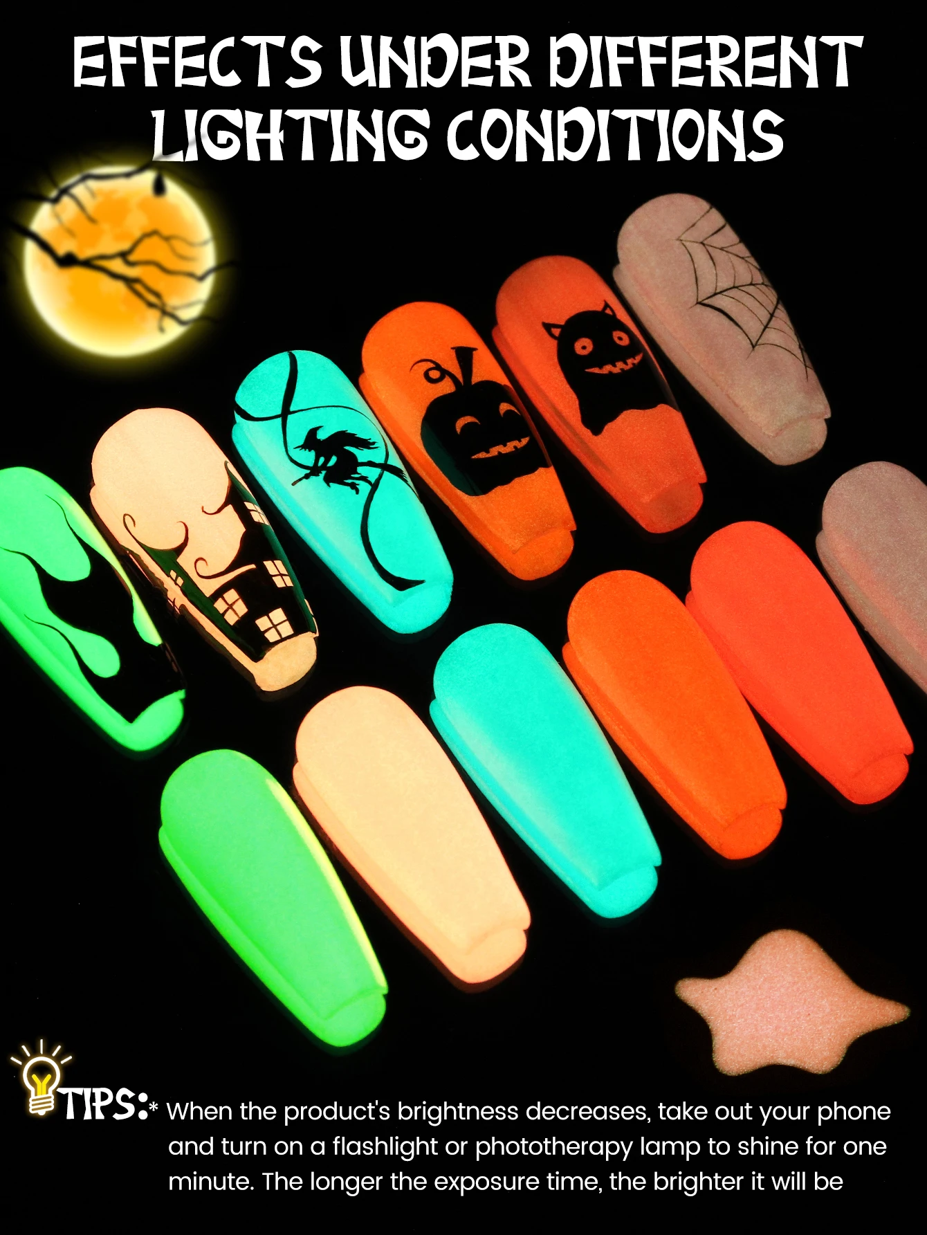 YOKEFELLOW Glow in the Dark Ge - đánh giá và giá Nail Art Orange