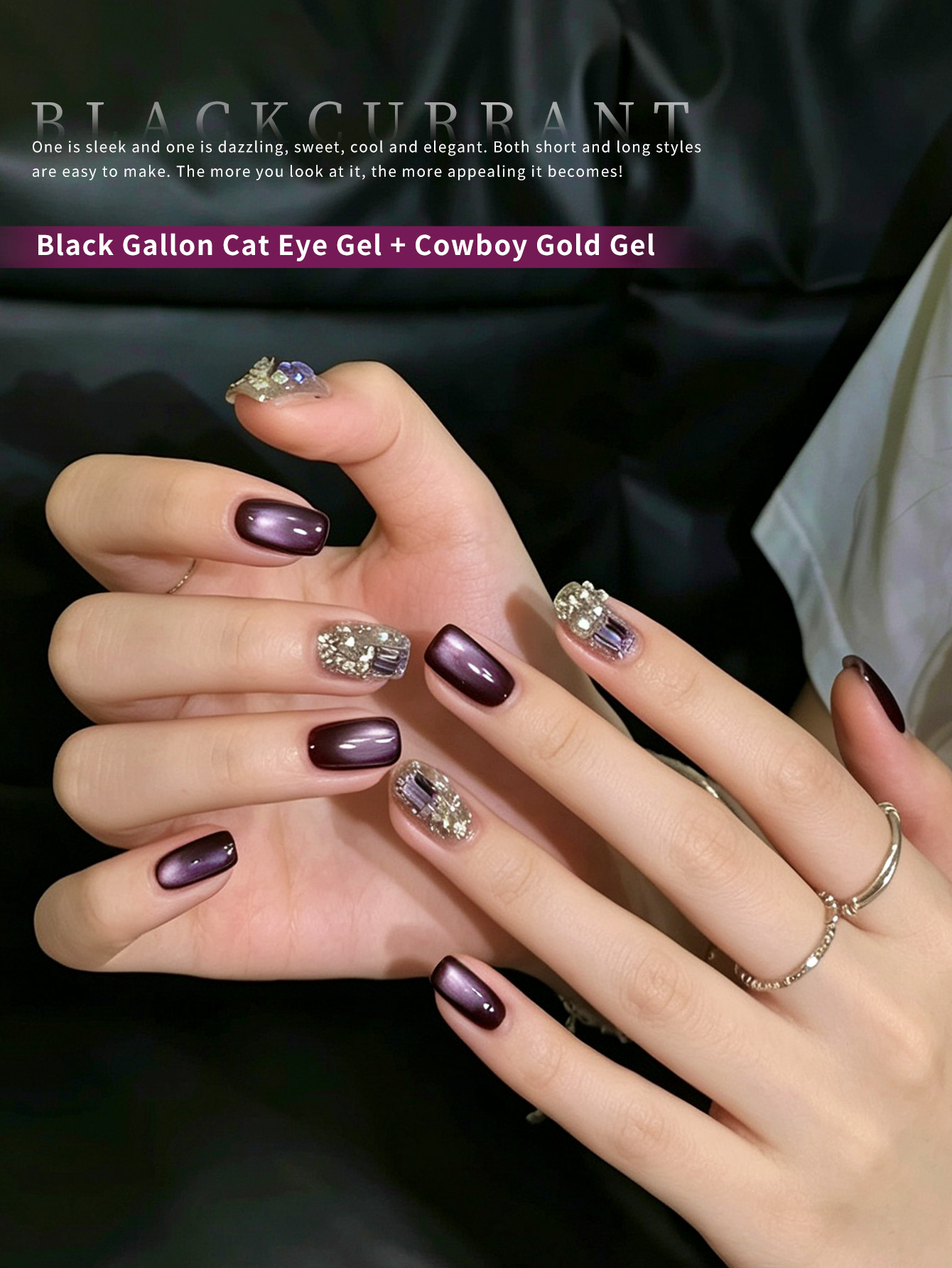 12ml Dark Purple Cat Eye Gel N - đánh giá và giá Nail Art Violet