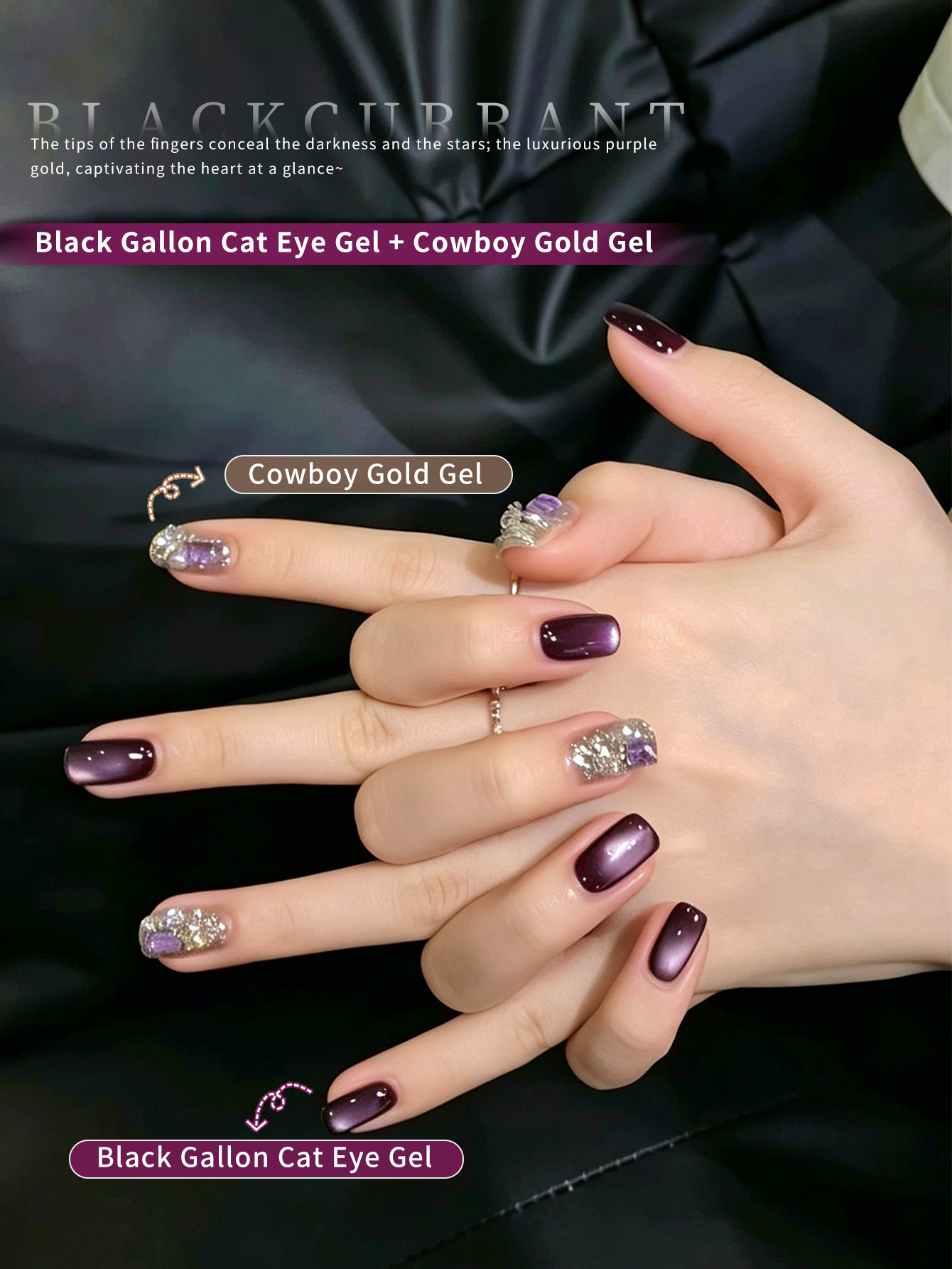 12ml Dark Purple Cat Eye Gel N - đánh giá và giá Nail Art Violet