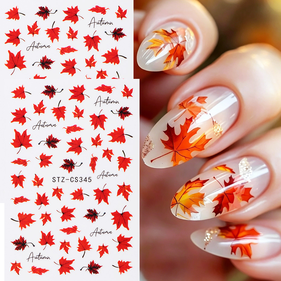 2pcs Watercolor Orange Red Map - đánh giá và giá Nail Art Orange