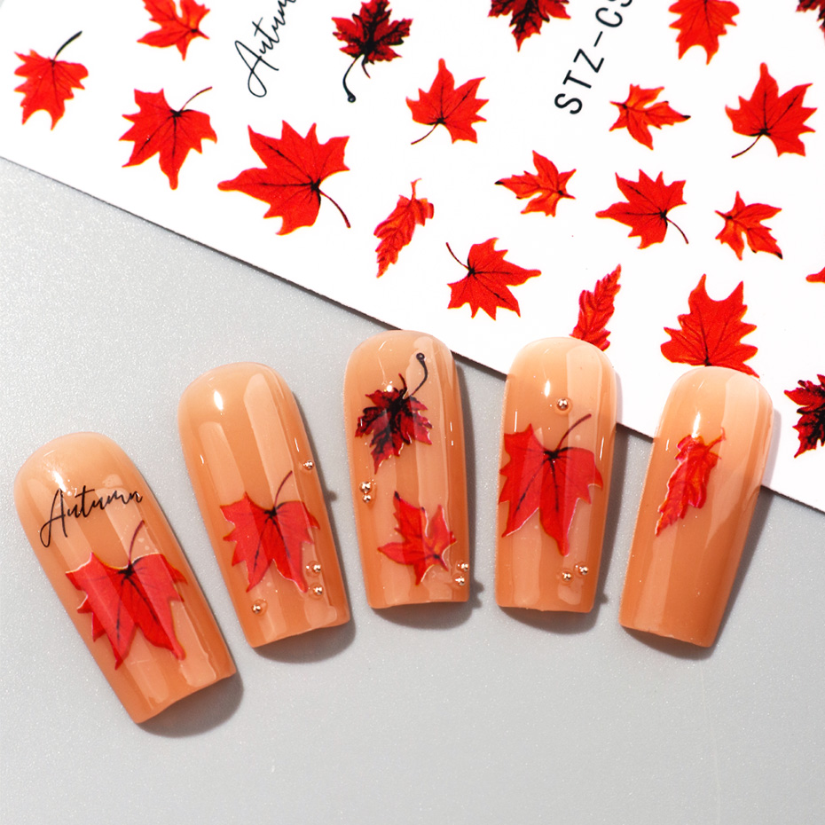 2pcs Watercolor Orange Red Map - đánh giá và giá Nail Art Orange