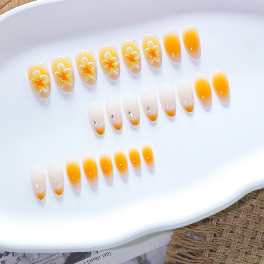 24pcs Press on Nails Medium Al - đánh giá và giá Nail Art Yellow