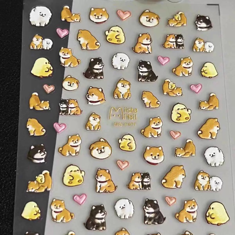 Cute Cartoon Yellow Duck & Dog - đánh giá và giá Nail Art Yellow