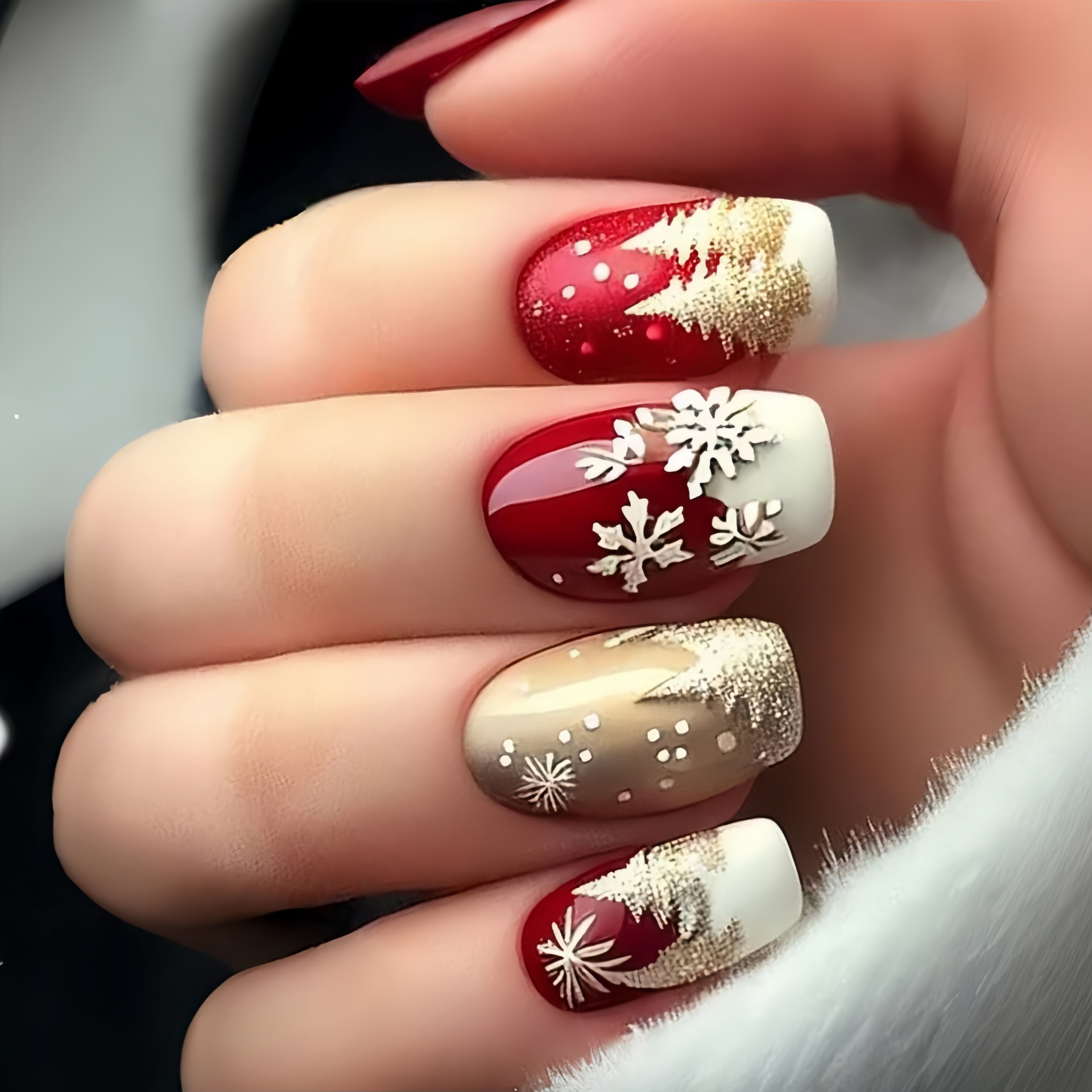 Medium fake nails for Christma - đánh giá và giá Nail Art Fake