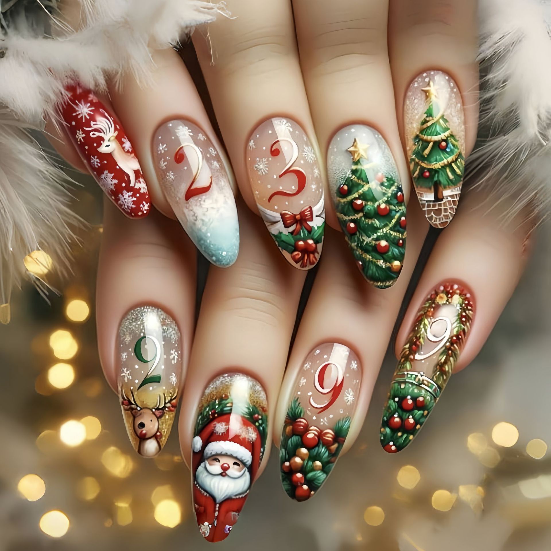 Medium fake nails for Christma - đánh giá và giá Nail Art Fake