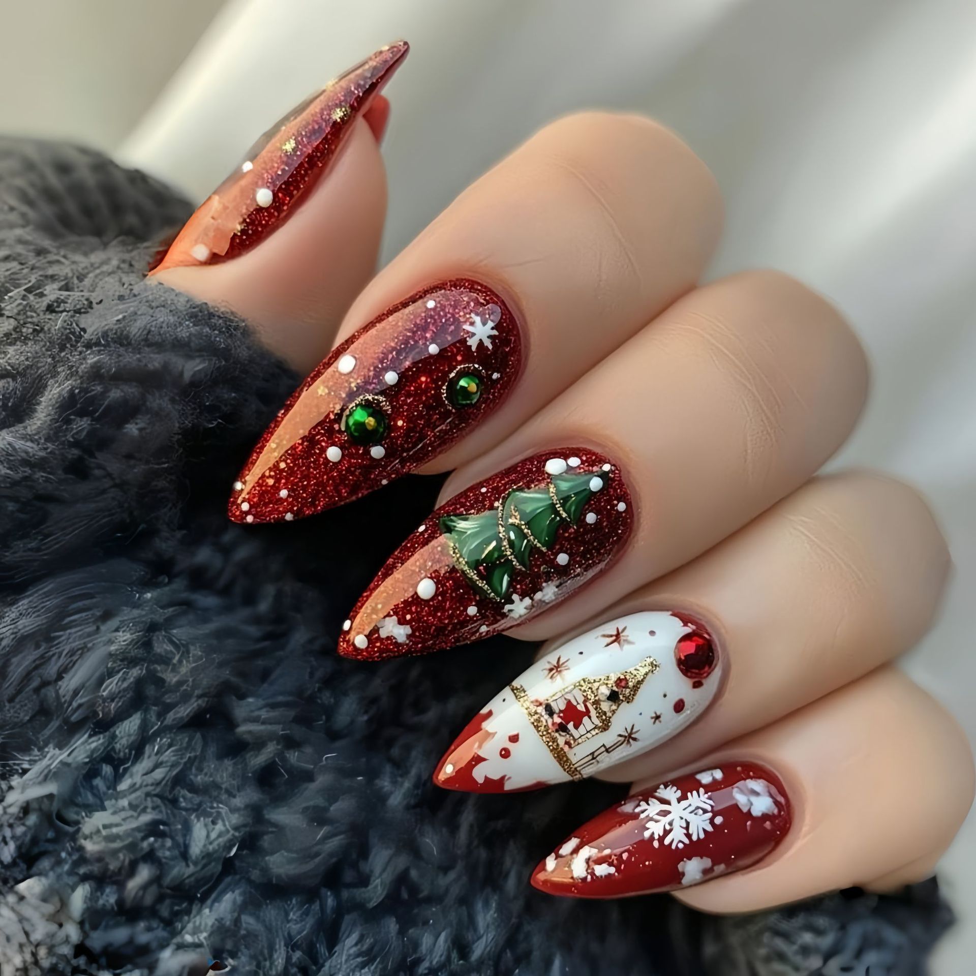 Medium fake nails for Christma - đánh giá và giá Nail Art Fake