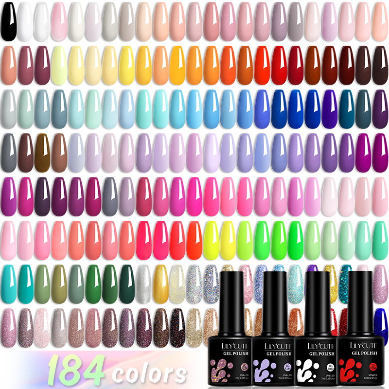LILYCUTE 184 Colors 7ML Gel Na - đánh giá và giá Nail Art Violet