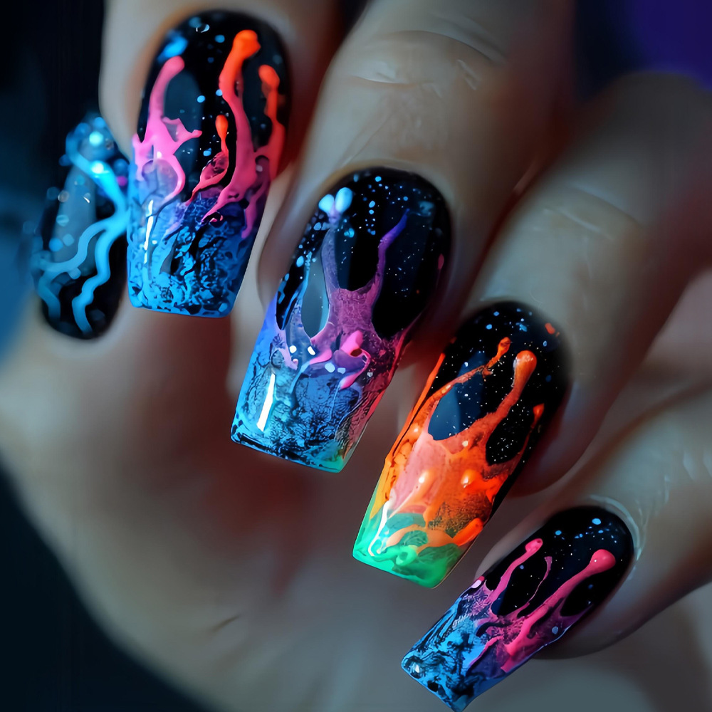 Medium fake nails for women gi - đánh giá và giá Nail Art Orange