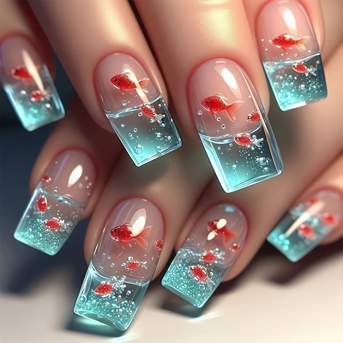 Medium long Square fake nails  - đánh giá và giá Nail Art Yellow