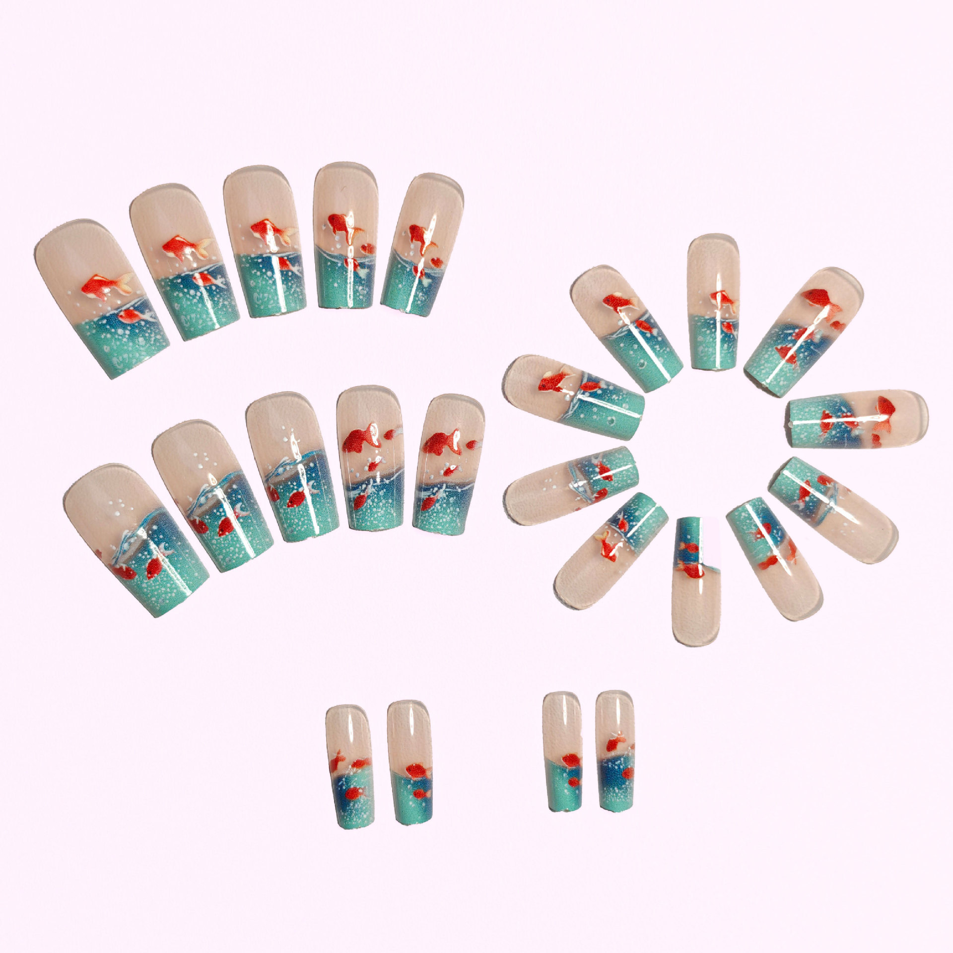 Medium long Square fake nails  - đánh giá và giá Nail Art Yellow