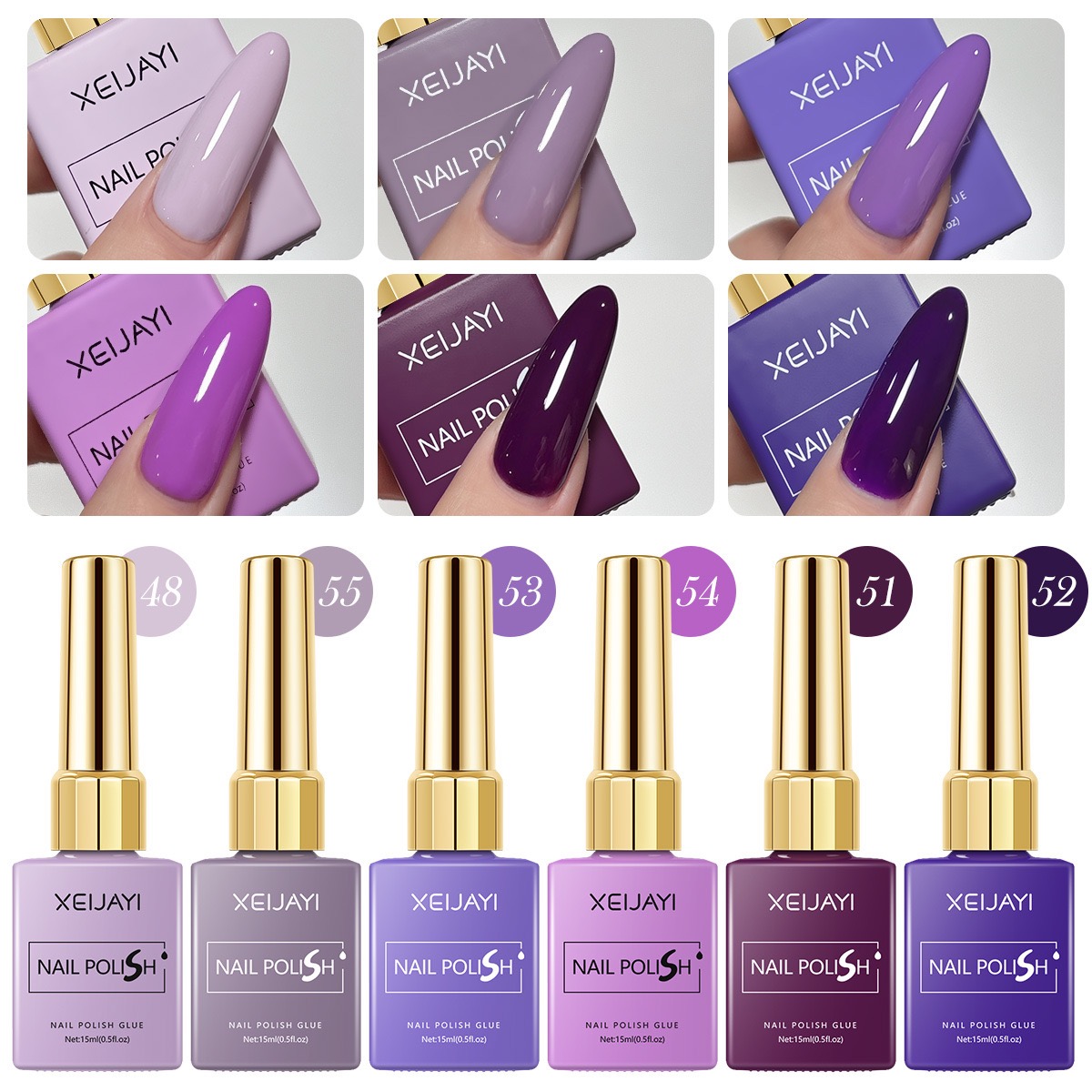 6PCS/SET 15ml Gel Nail Polish  - đánh giá và giá Nail Art Violet