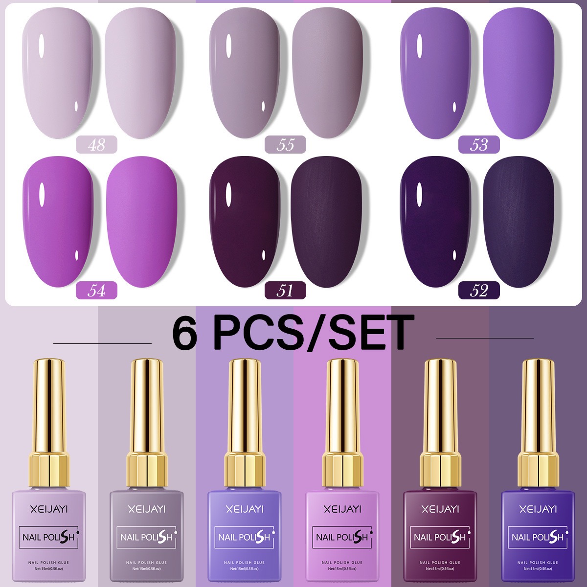 6PCS/SET 15ml Gel Nail Polish  - đánh giá và giá Nail Art Violet