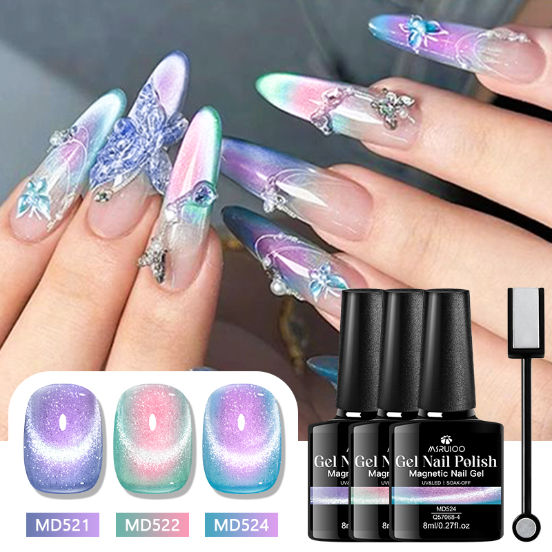 3Pcs Magnetic Gel Nail Polish  - đánh giá và giá Nail Art Violet