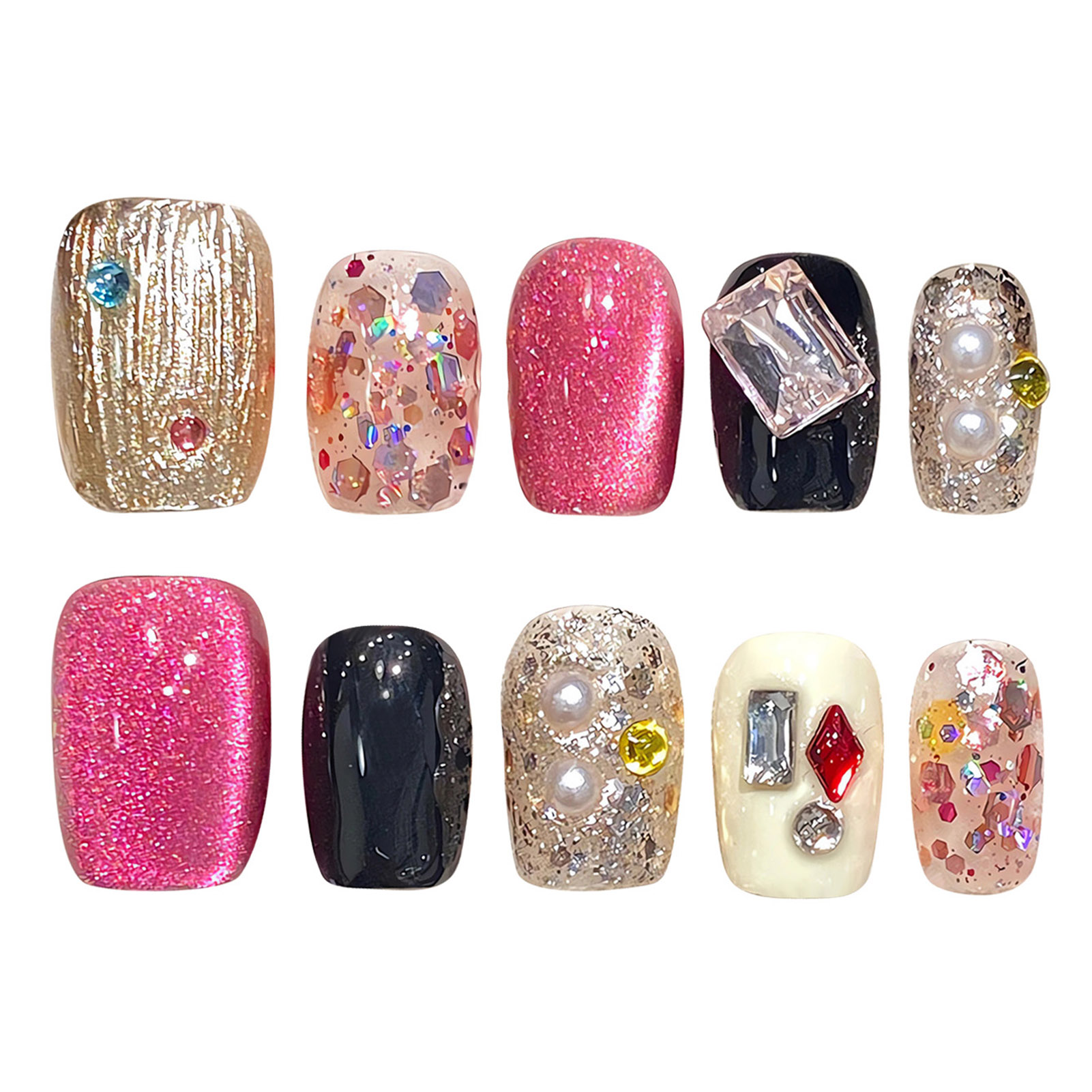 Handmade Press on Nails Glitte - đánh giá và giá Nail Art Fake