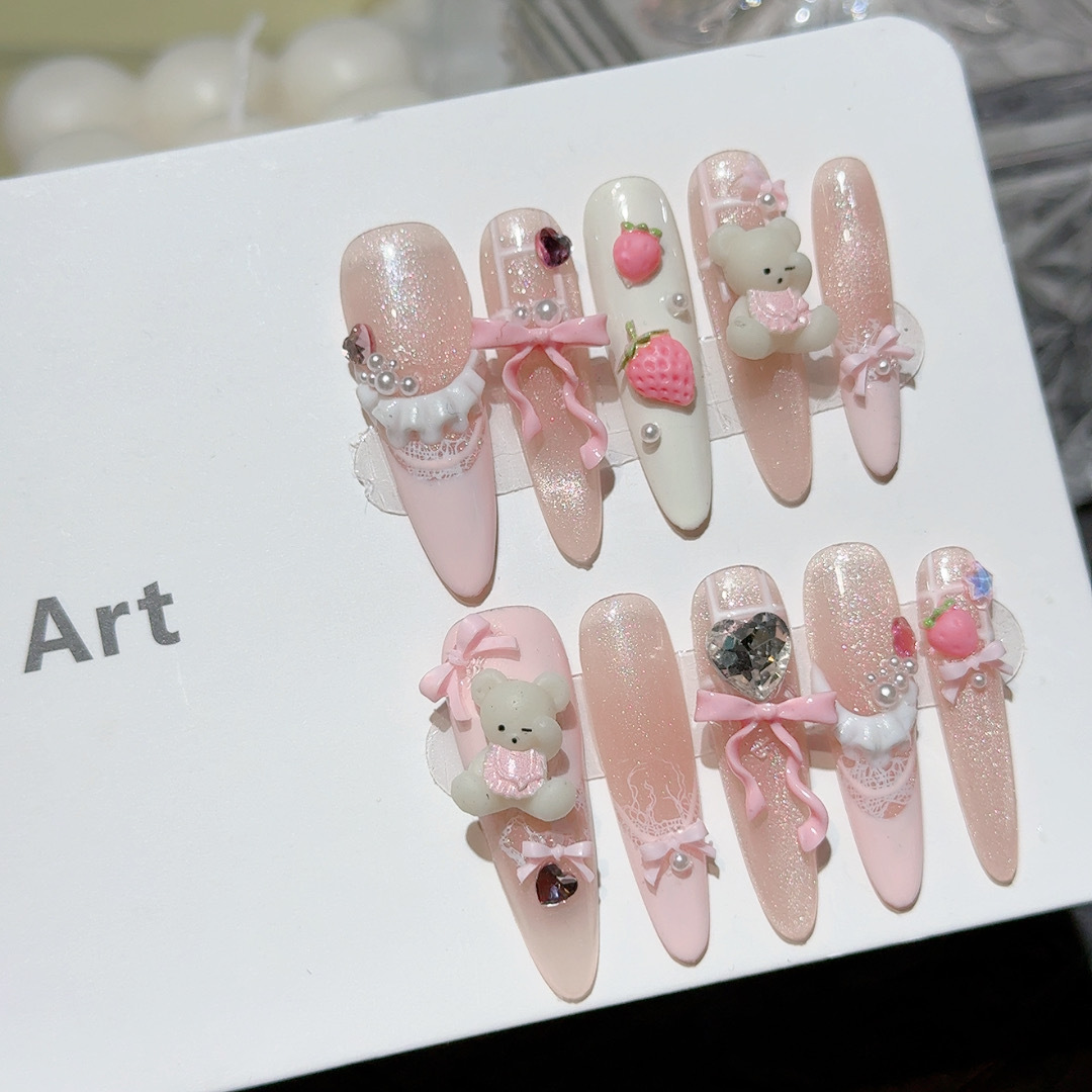 10pcs Cute Bear Rabbit Press O - đánh giá và giá Nail Art Yellow