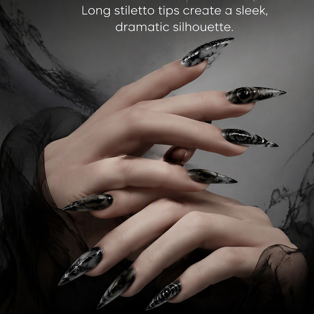 Stiletto Gothic Press On Nails - đánh giá và giá Nail Art Fake