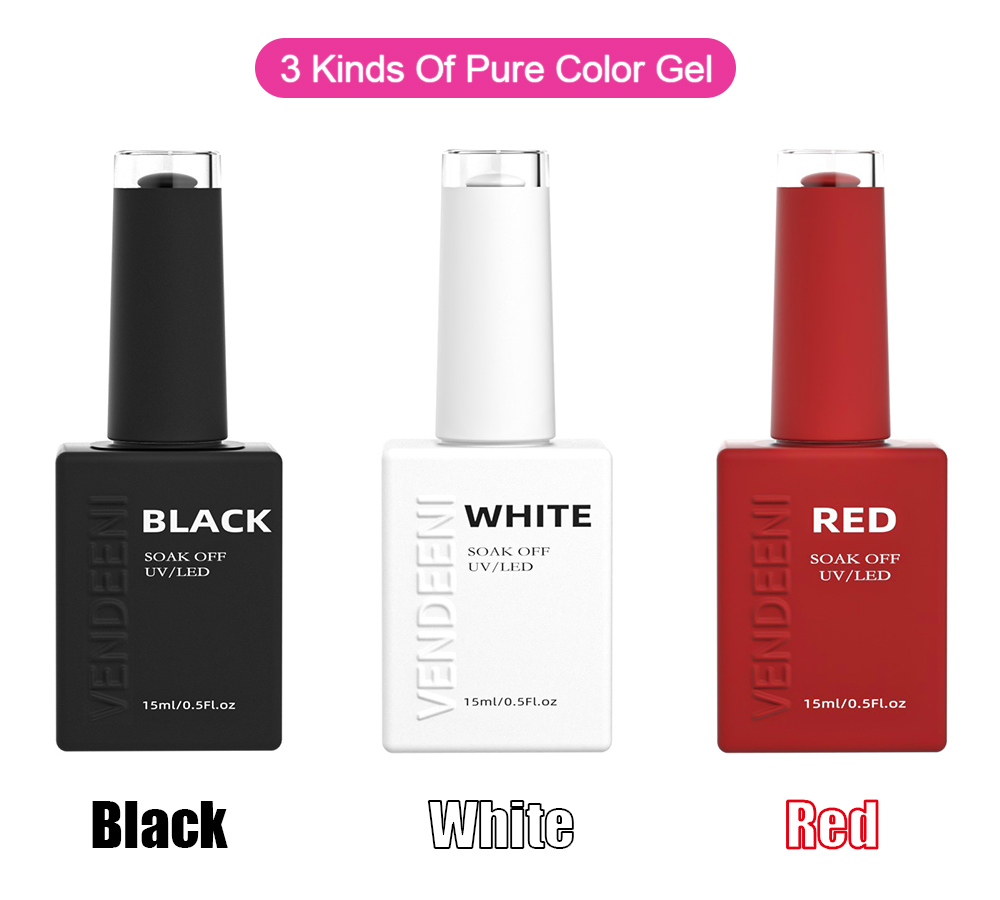 Vendeeni 15ml Black White Red  - đánh giá và giá Nail Art Yellow