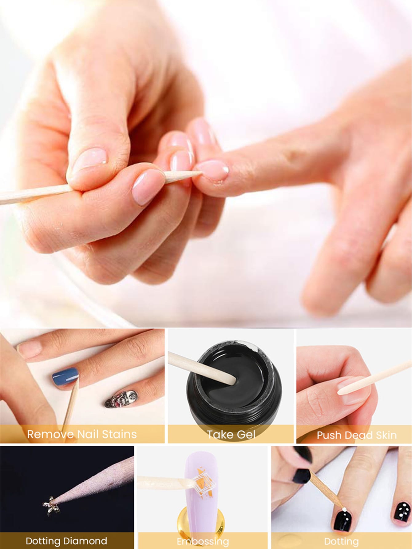 15 to 500 Pcs Orange Wood Cuti - đánh giá và giá Nail Art Orange