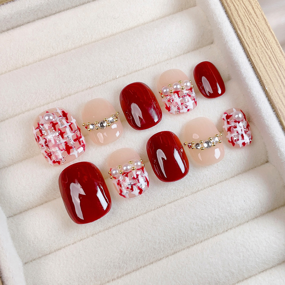 10pcs Short Square Round Handm - đánh giá và giá Nail Art Fake