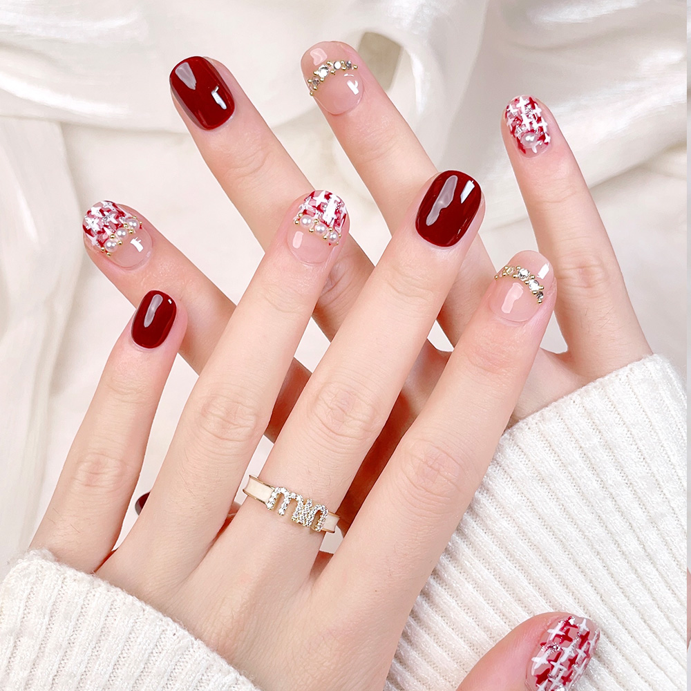 10pcs Short Square Round Handm - đánh giá và giá Nail Art Fake