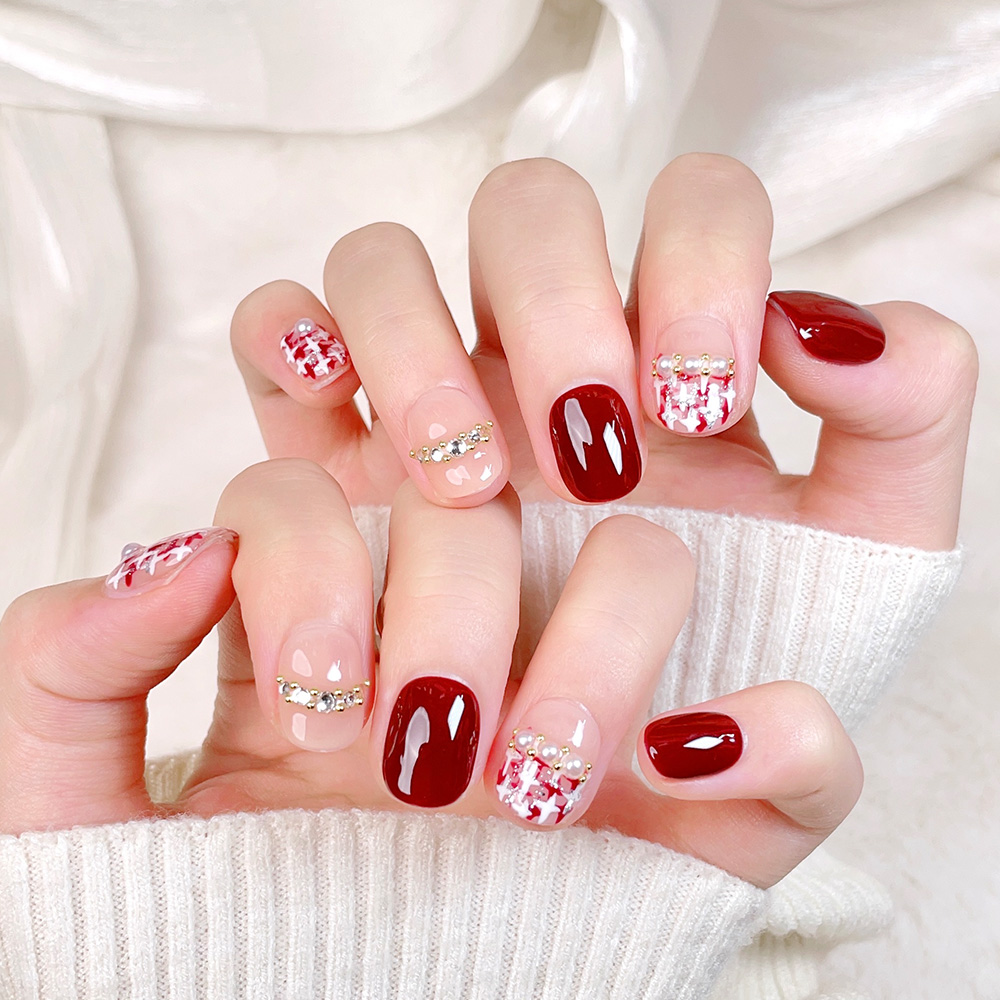 10pcs Short Square Round Handm - đánh giá và giá Nail Art Fake