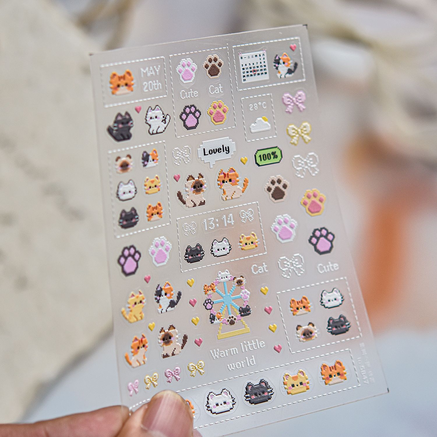 Cartoon Pixel Bead Cat Nail De - đánh giá và giá Nail Art Orange