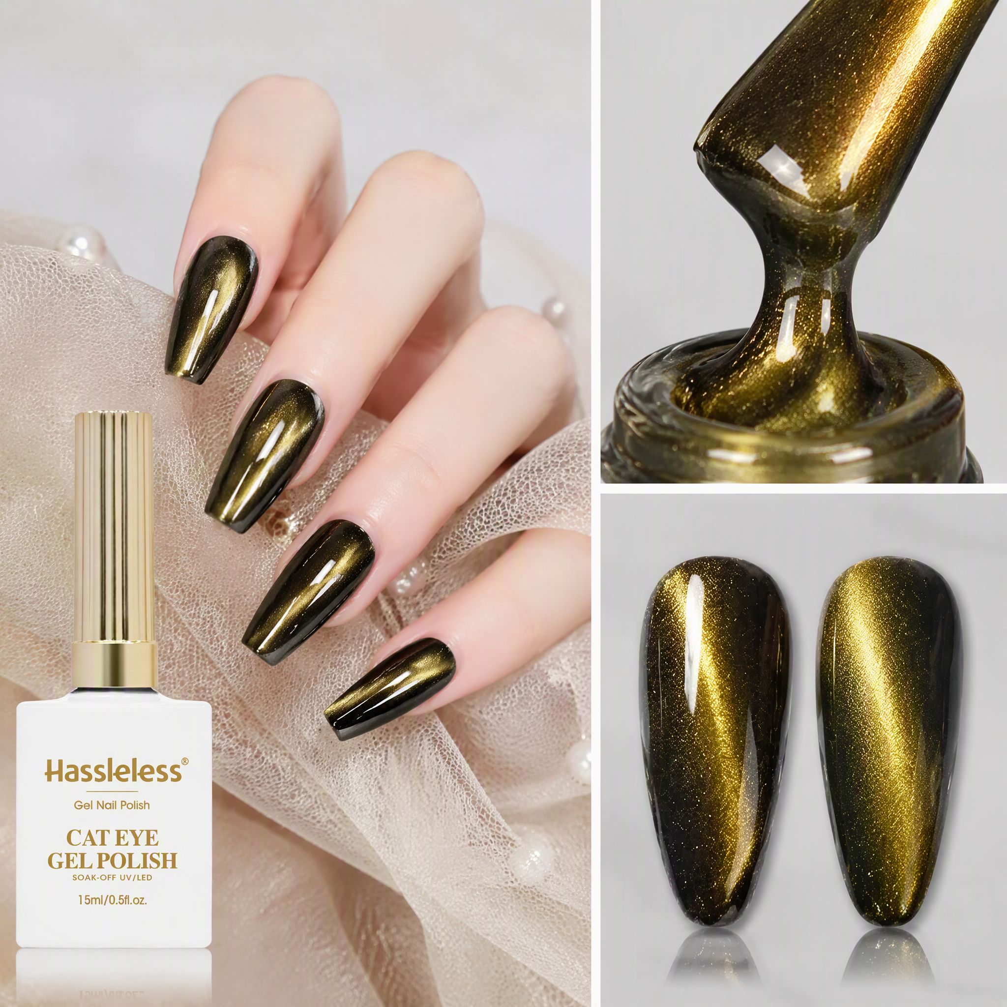 Hassleless Peacock Cat Eye Gel - đánh giá và giá Nail Art One Stroke
